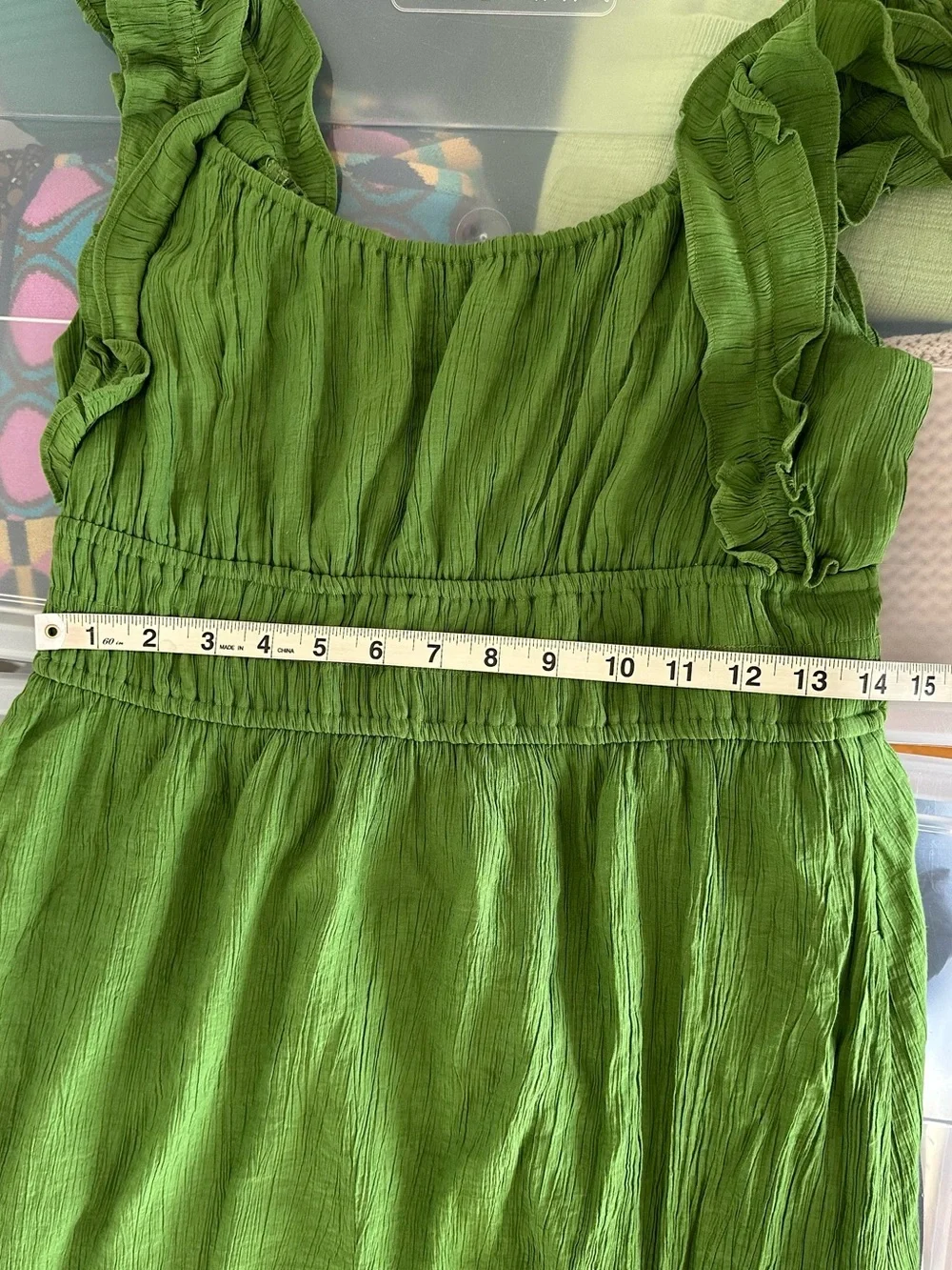 Abercrombie & Fitch Green Ruffle Strap Smocked Maxi Dress Size Large Vacation